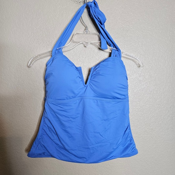NWT SOMA Swim V Wire Halter Tankini French Blue Size M - Picture 2 of 8